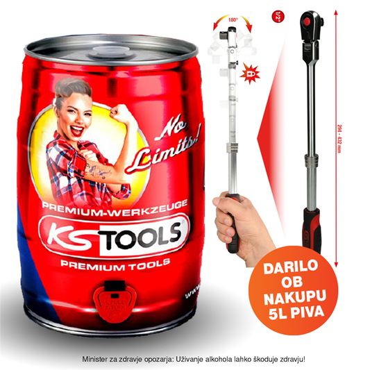 1/2" SlimPOWER teleskopska čegrtaljka, 72 zuba 914.1220 KS Tools