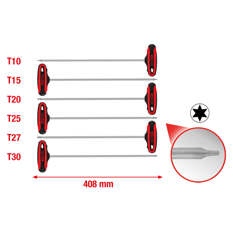ERGOTORQUEPLUS KOMPLET KLJUČEVA ZA KUTNE IGLE S TX PROFILOM IT RUČKOM, 6-DJELNI 158.8050 KS TOOLS