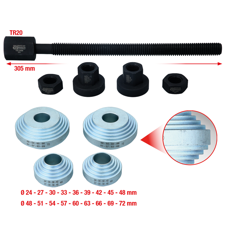 UNIVERZALNI SET ALATA ZA LEŽAJ KOTAČA 9 DANA O 24-72 MM 150.2460 KS TOOLS