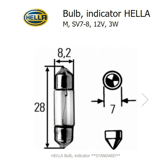 ŽARULJA HELLA 12V 3W SV6 8GM 002 094-121