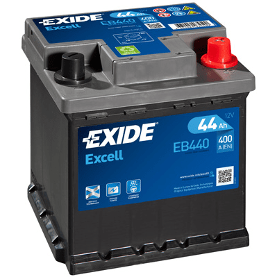 AKUMULATOR EXIDE EXCELL EB440 FIAT PUNTO, 44AH D+ 400A(EN) 175X175X190 40AH-44AH