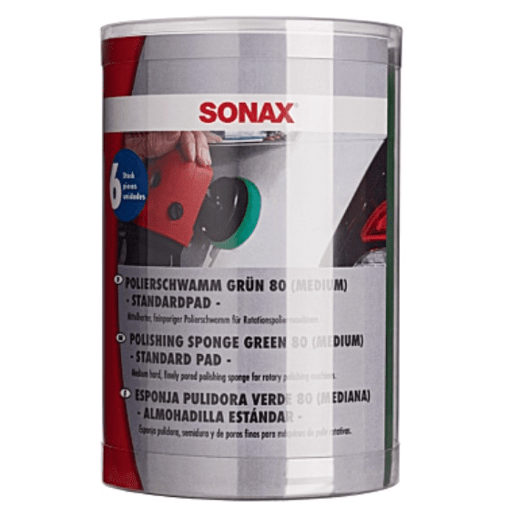SPUŽVICA ZA POLIRANJE ZELENA - SREDNJE TVRDA 80MM 6KOM SONAX 04935410