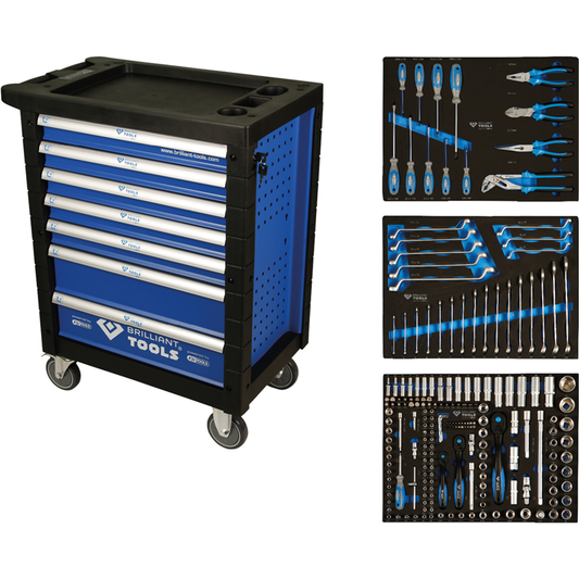RADIONIČKA KOLICA SA 7 LADICA I 207 DIJELOVA ALATA BRILLIANT TOOLS BT153207