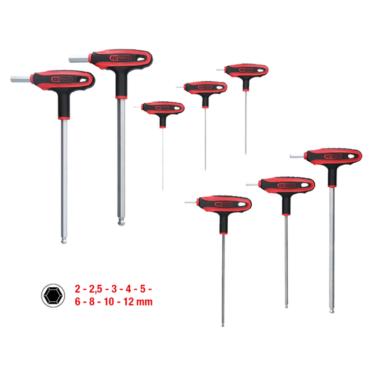 ERGOTORQUEPLUS INBUS KLJUČ S OKRUGLOM GLAVU OD T-RAČVOM, 9-DJELNI 151.8150 KS TOOLS