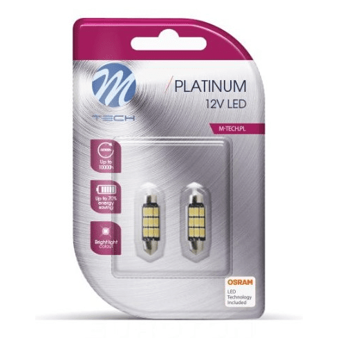 2X ŽARULJA LED 12V 2,8W C5W 41MM TOPLO BIJELA TOPLO BIJELA S CANBUS SV8.5 MTECH