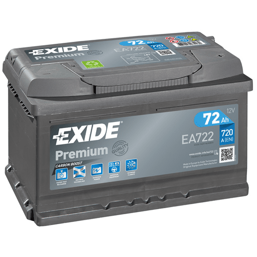 BATERIJA EXIDE PREMIUM EA722 72AH D+ 720A(EN) 278X175X175 72AH