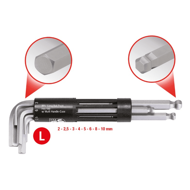 U 1 SET IMBUS KLJUČEVA ZA KUTNE IGLE, DUGI 8 DJELA, OKRUGLA GLAVA 151.2100 KS ALATI