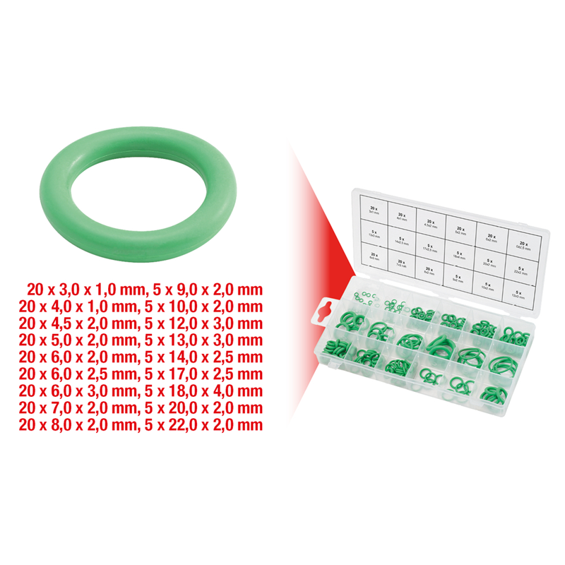SET O-PRSTENOVA, HNBR, UNUTARNJI, O 3-22MM, 225-DIJELA 970.0260 KS ALATI
