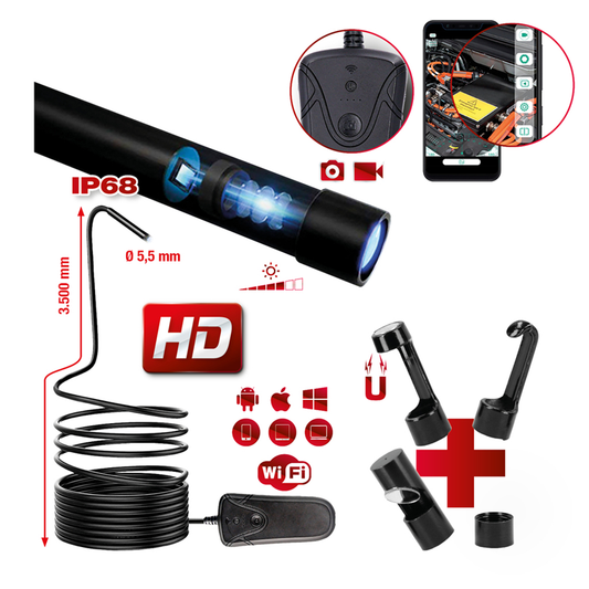 WI-FI VIDEOSKOP KOMPLET ZO 5.5 MM 0° HD SONDA PREDNJE KAMERE, 5 KOMADA 550.7560 KS ALATI