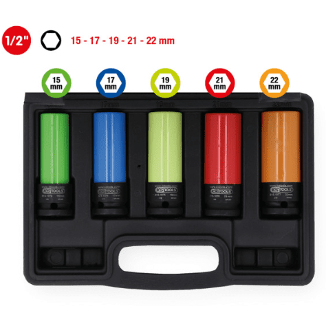 1/2" SET NASADNIH KLJUČEVA JAČA VERZIJA ZA ALUMINIJSKE FELGE, DUGE, 5 KOMADA 515.0870 KS T