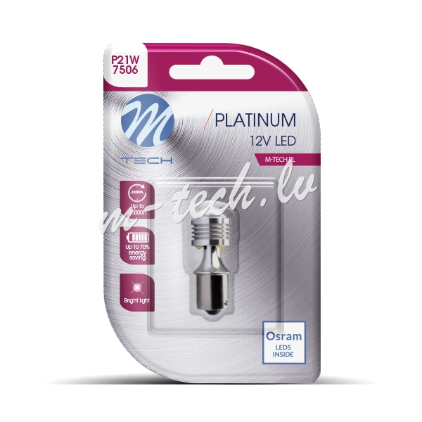 žarulja LED 12V/24V 2,6W P21W  White -bijela s Canbus Ba15s Mtech