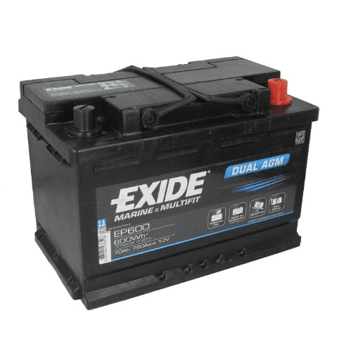 AKUMULATOR EXIDE EP600 70AH D+ 600A(EN) 278X175X190, 600WH AGM