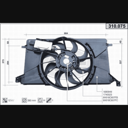 VENTILATOR HLADILNIKA 4S 310.075 FORD FOCUS III 1.6TDCI / 1.5TDCI - 1740023