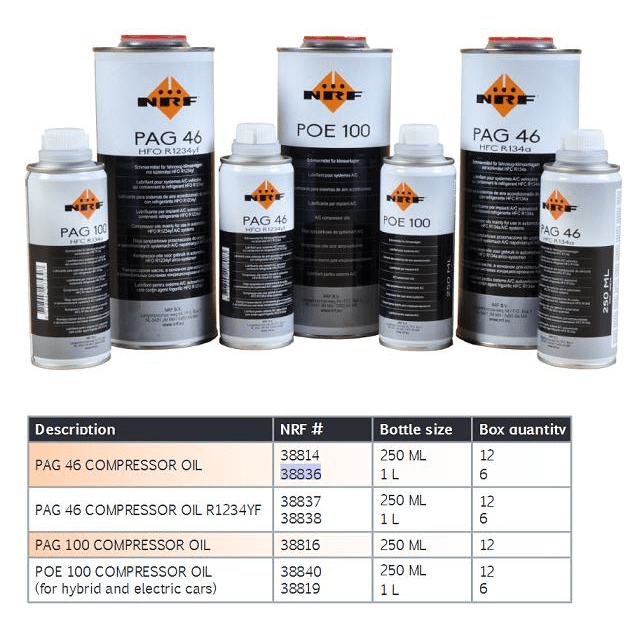 ULJE NRF 38840 POE100 ZA KOMPRESOR KLIMA UREĐAJA, 250ML - HIBRIDNA I ELEKTRIČNA VOZILA