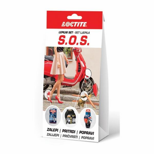 SOS LJEPILO SET LOCTITE SADRŽI SUPER ATTACK UNIVERSAL 3G, UNIVERSAL 60 SEC 15G, PATTEX POWER TAPE