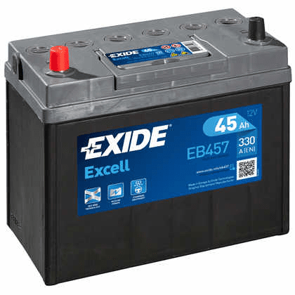 AKUMULATOR EXIDE EXCELL EB457 45AH L+ 330A(EN) 237X127X227 USKE KLEME 45AH