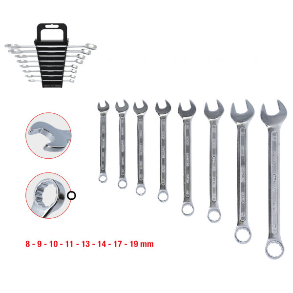 KLASIČNI KLJUČEVI OTVORENI, KRATKI, 8-DIJELNI, 8-19MM 517.0048 KS TOOLS