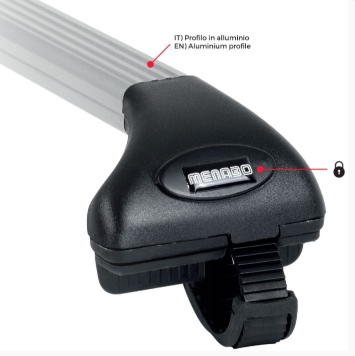 Krovni nosač ARIETE RAISED SILVER rastezljiv 81 do 120 cm ALU za standardne Mena krovne sanjke