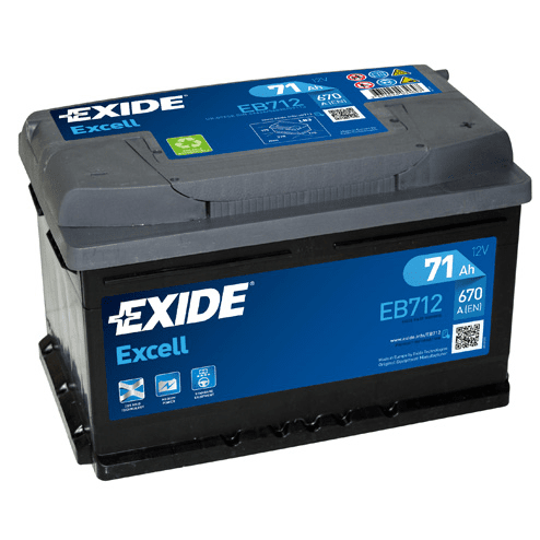 BATERIJA EXIDE EXCELL EB712 71AH D+ 670A(EN) 278X175X175 70AH-71AH-72AH