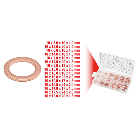 SET BAKRENIH BRTVENIH PRSTENOVA, 5-17.5MM, 150 KOMADA 970.0040 KS ALATI