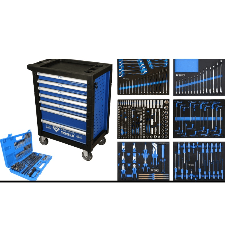 RADIONIČKA KOLICA SA 7 LADICA I 473 DIJELA ALATA BRILLIANT TOOLS BT153473