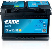 AKUMULATOR EXIDE EK720 72AH D+ 760A(EN) 278X175X190 AGM