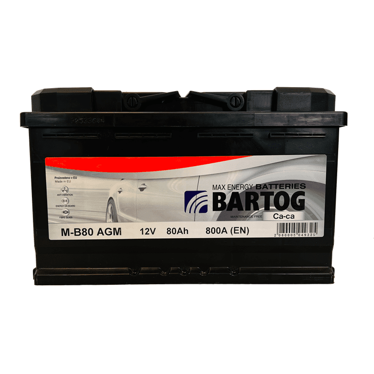 AKUMULATOR BARTOG M-B80 AGM 80AH D+ 800A(EN) 310X175X190